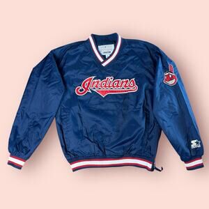 Vtg CLEVELAND INDIANS Kids Youth Large STARTER pullover Windbreaker Jacket 90s